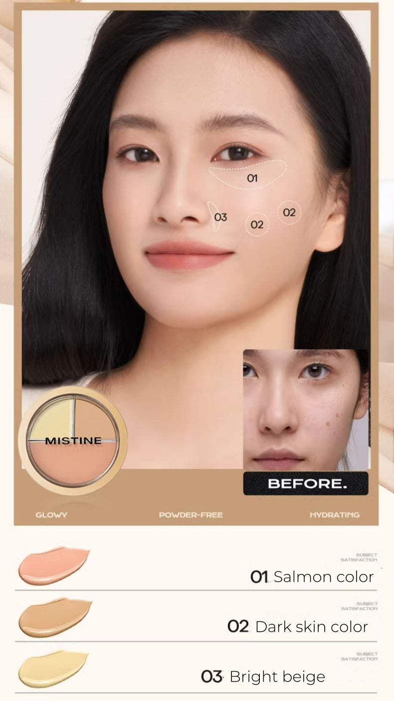 MISITINE Long-wear High Coverage 3-color Concealer Cream T4454