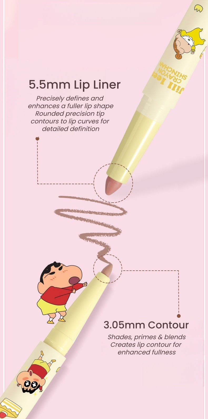JILL LEEN X Crayon Shin-chan Collection Double-head Lip Liner Pen T5624