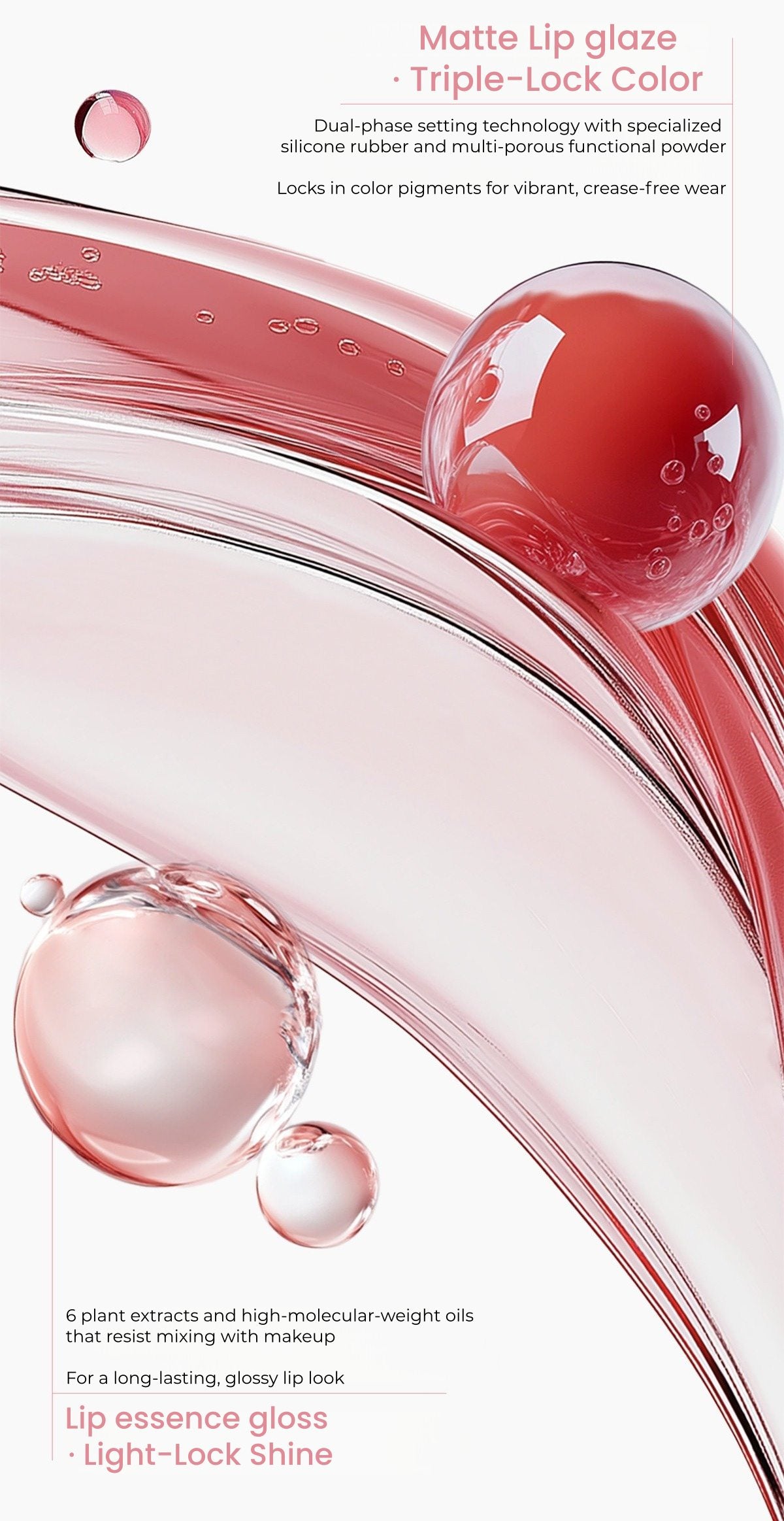 MOOEKISS Double-head Essence Long-wear Matte & Mirror Lip Glaze T5606