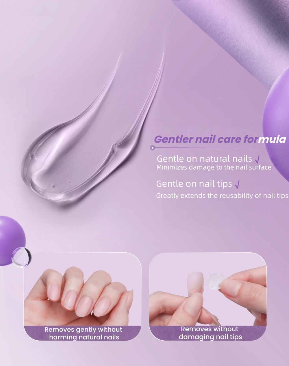 MR.WISH Chubby Purple Solid Nail Tips Glue T5770