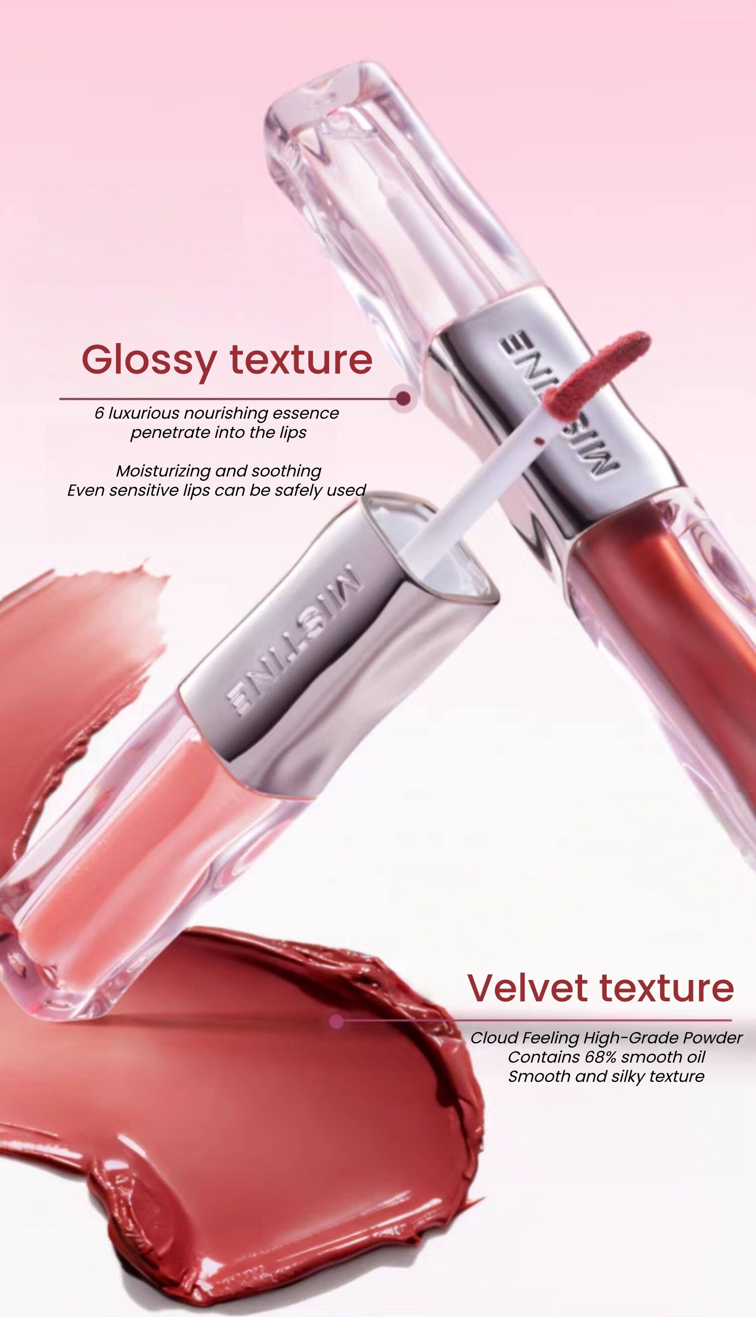 MISTINE Double-head Moist Matte & Glossy Lip Glaze (2.0) T5588