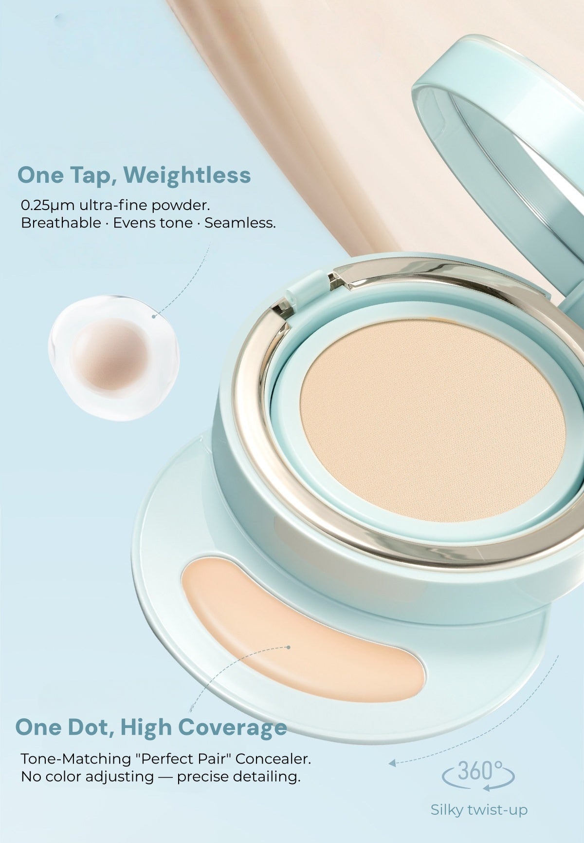 TIMAGE Long-wear Skin-fitting Twins Air Cushion Foundation T6064