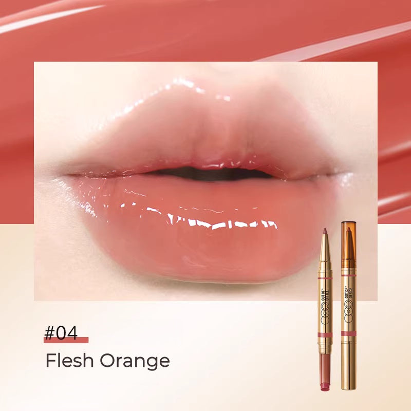OUT-OF-OFFICE Double-head Moist Lip Liner Pen & Glossy Lipstick T5453
