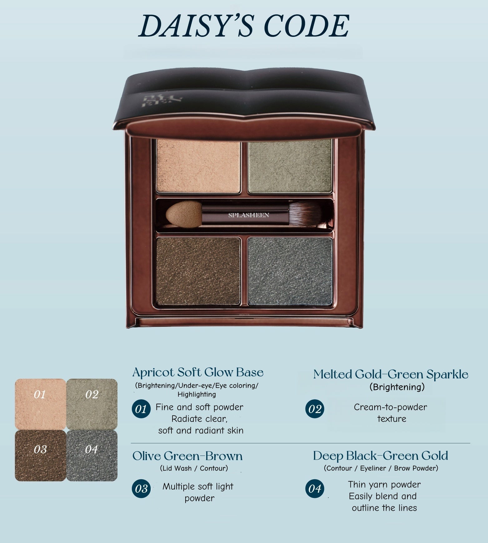 SPLASHEEN Spotlight On Me Quad 4-Color Eyeshadow Palette T4752