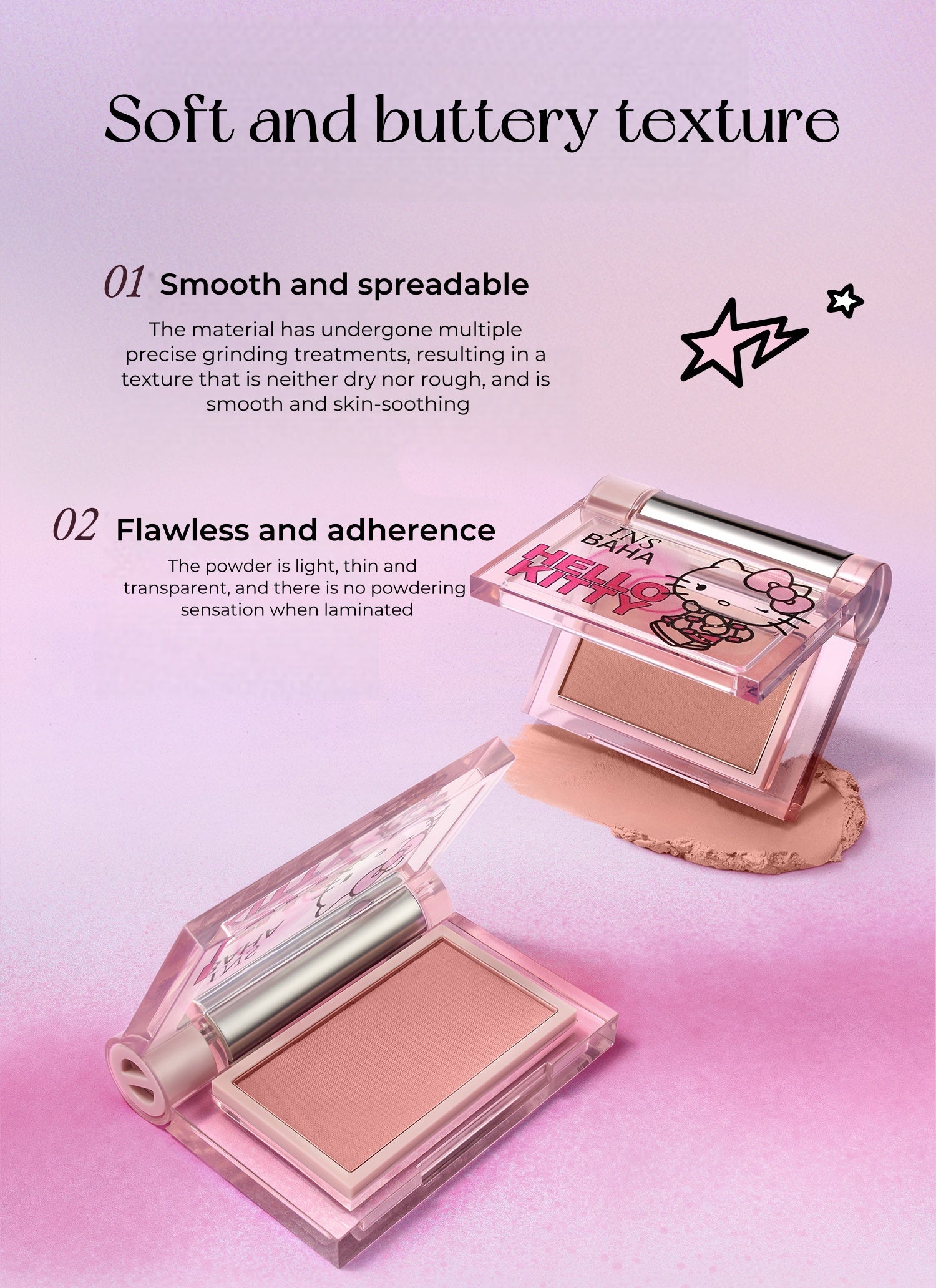 INSBAHA x Hello Kitty Long-wear Airy Makeup Blusher Cream T5160