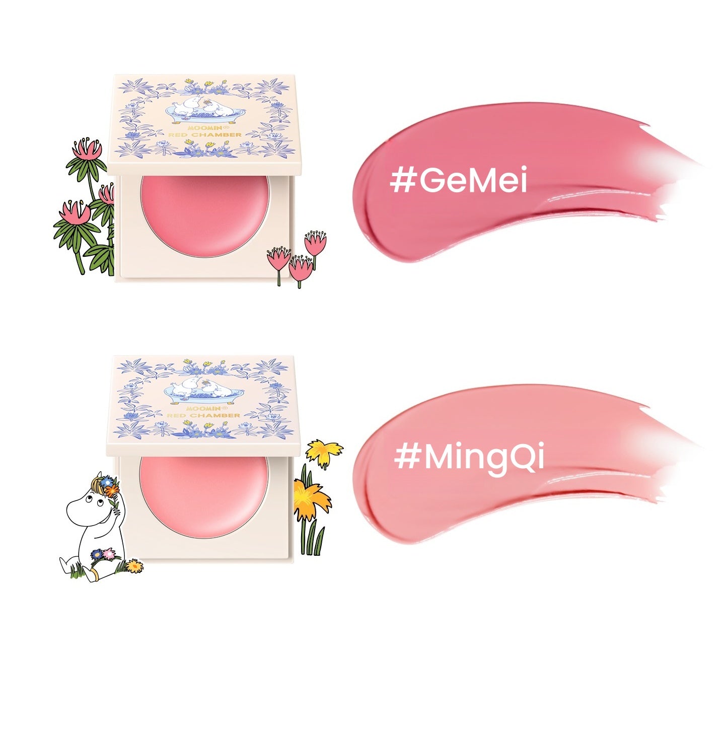 RED CHAMBER X Moomin Multi-use Makeup Cream & Highlighter & Lipstick T5757