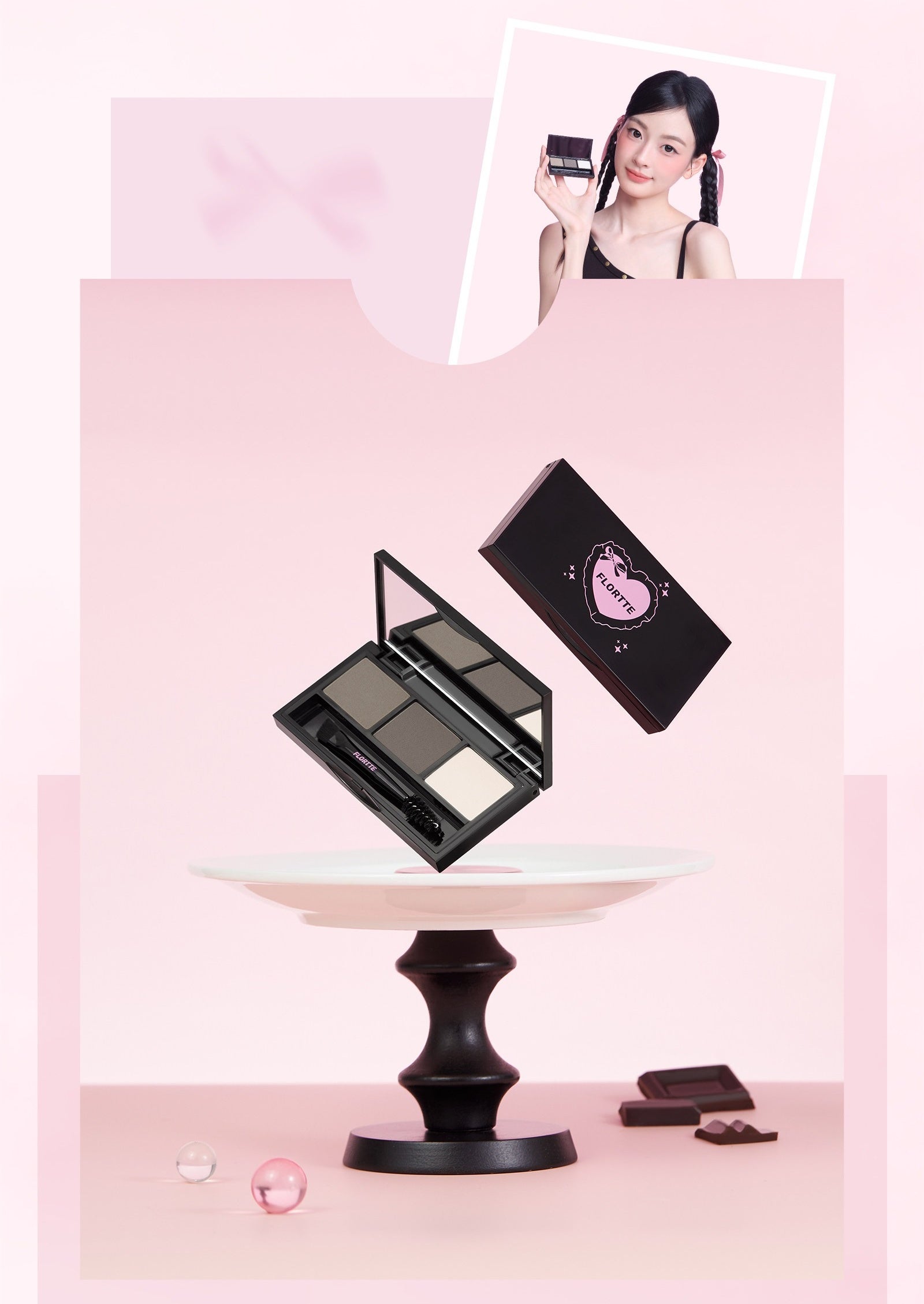 FLORTTE Long-wear Waterproof 3-color Eyebrow Powder T5876