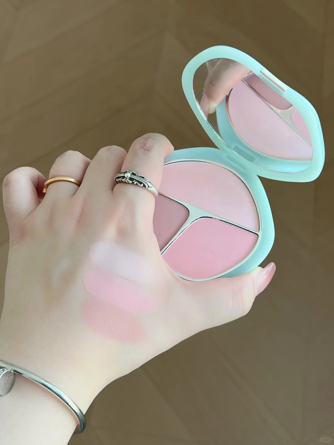 TIMAGE Green Jade Series Tri-Color Matte Blusher Palette T3129