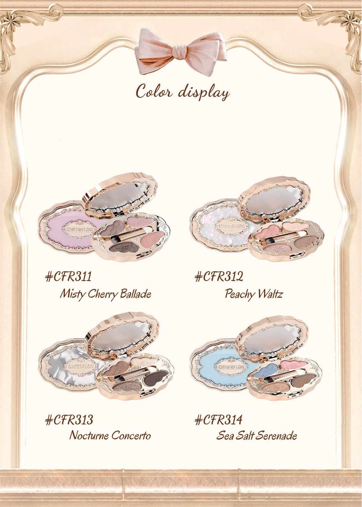 CHEERFLOR Dream Music Box Collection 4-color Eyeshaodw Palette T5710