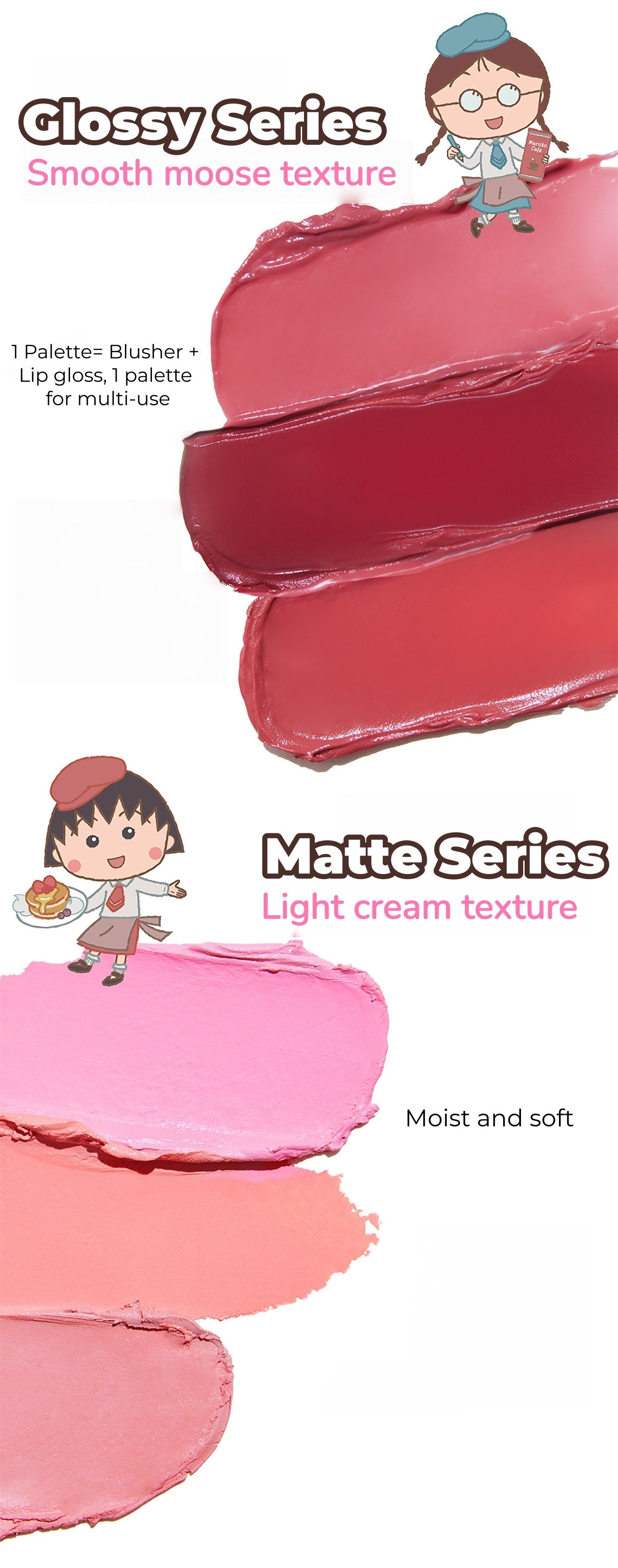 VEECCI X Chibi Maruko-chan Glossy & Matte Air Cushion Blusher T5519