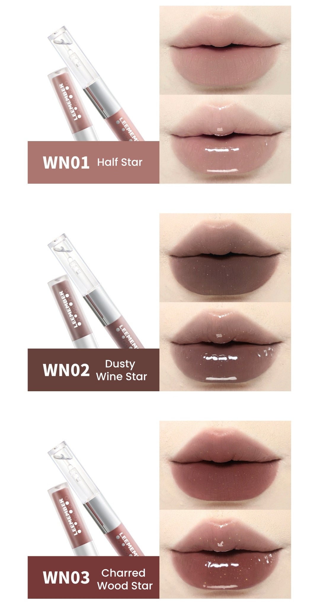 LEEMEMBER Red Wine Collection Matte & Glossy Lip Glaze T5535