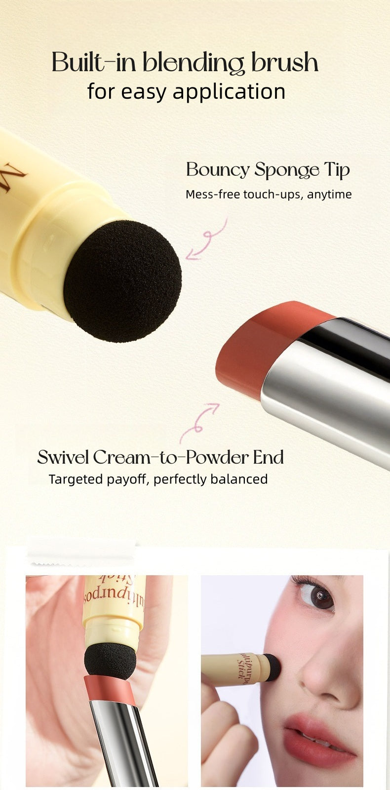 AMORTALS Glossy & Matte Multi-use Makeup Stick for Lips & Cheek T5637