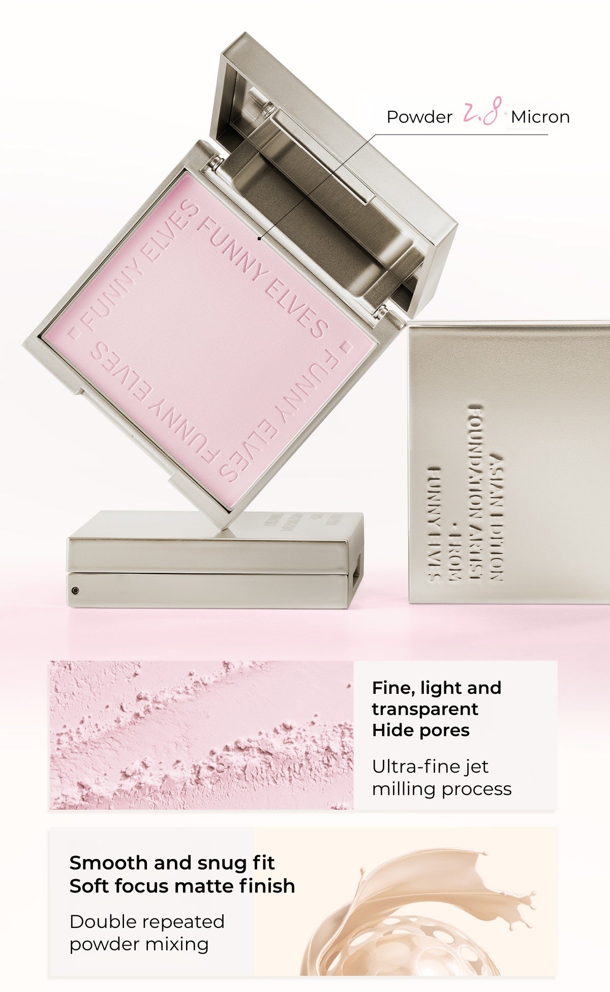 Funny Elves Oil-control Moist Brighten Matte Pressed Powder T5329