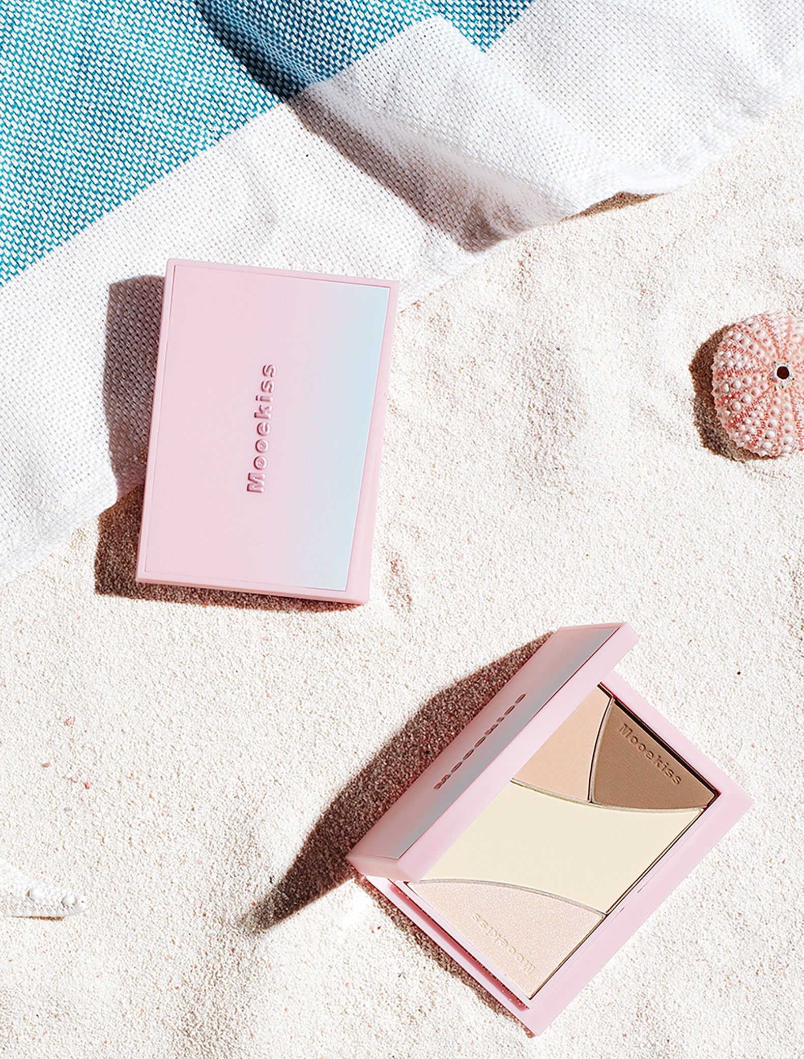 MOOEKISS Pink Blue Collection 3-color Highlighter Contour Palette T5671