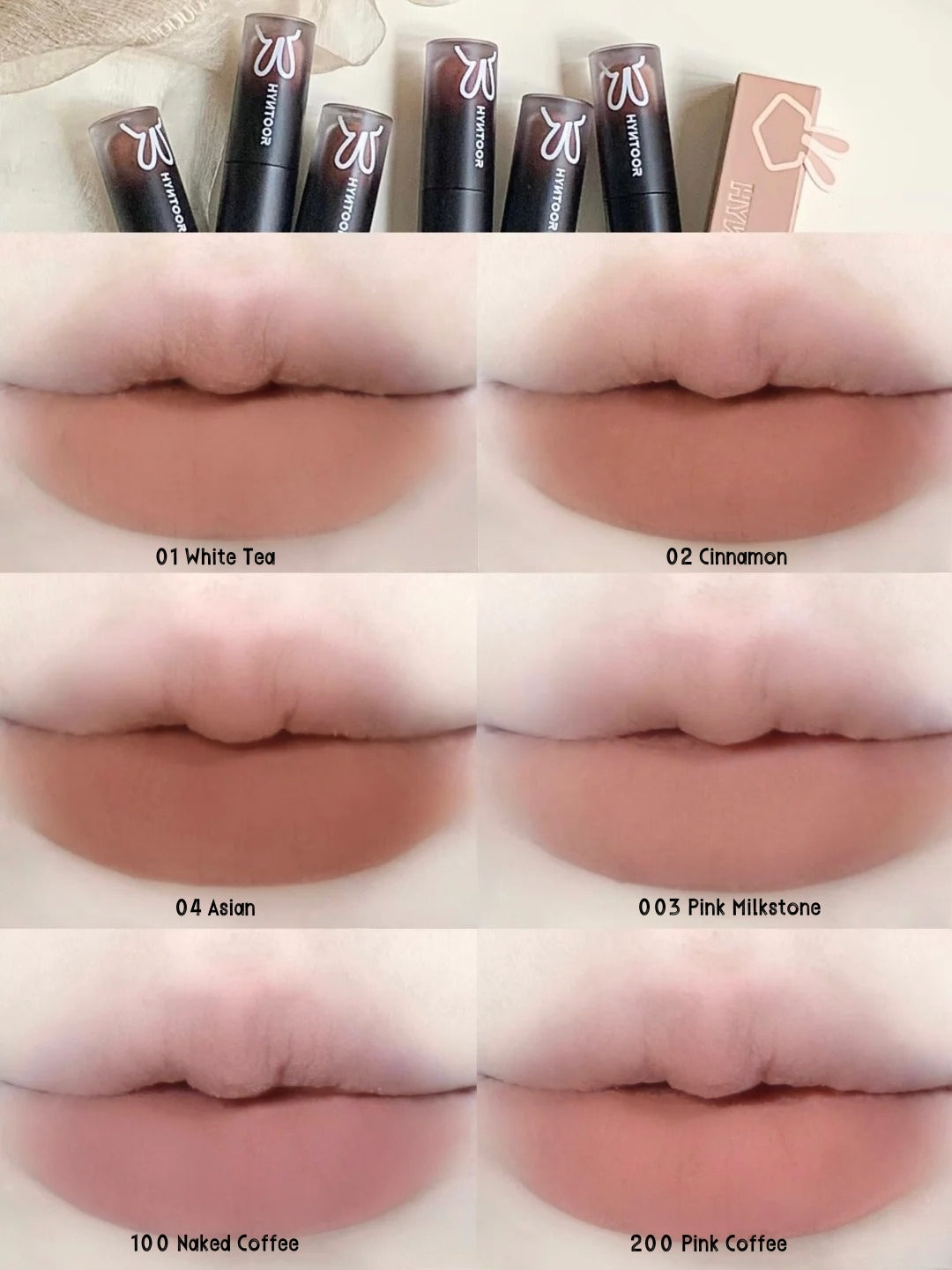 HYNTOOR Velvet Matte Lip Mud #100 Naked Coffee T5213