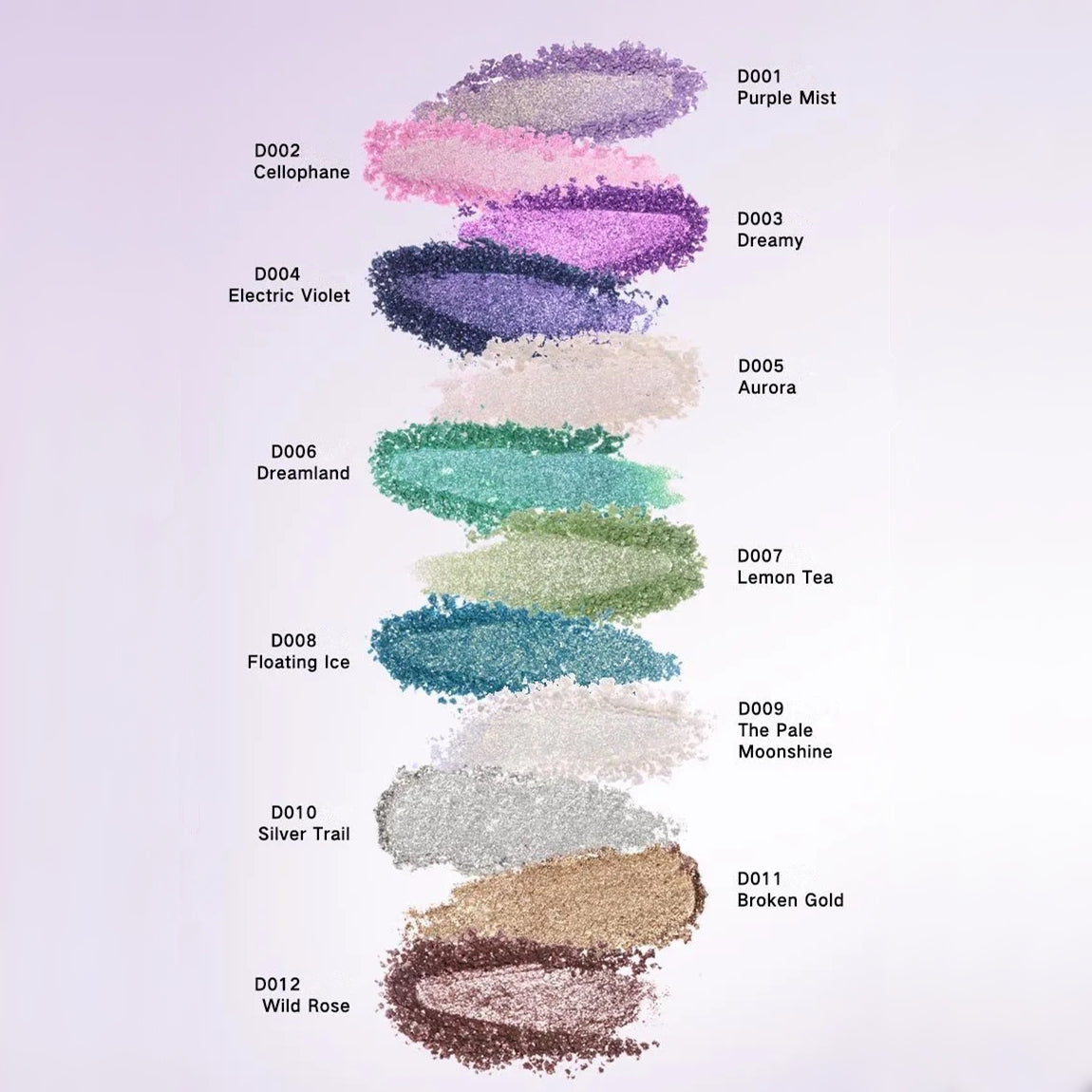 DE'LANCI Love Purple 4-Color Polarized Holographic Eyeshadow Palette T4227