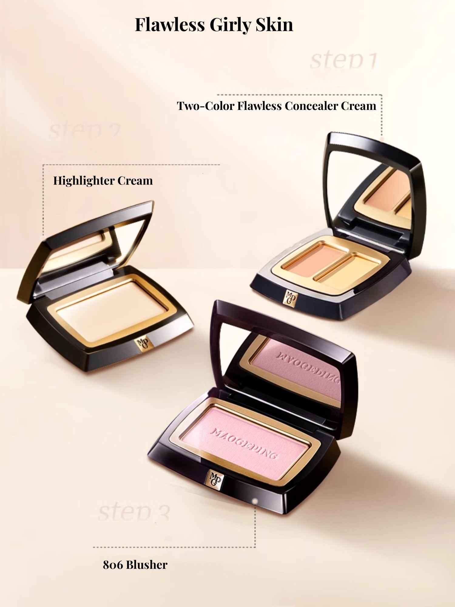MAOGEPING 3D Light Shadow Highlighter & Contour Cream Palette