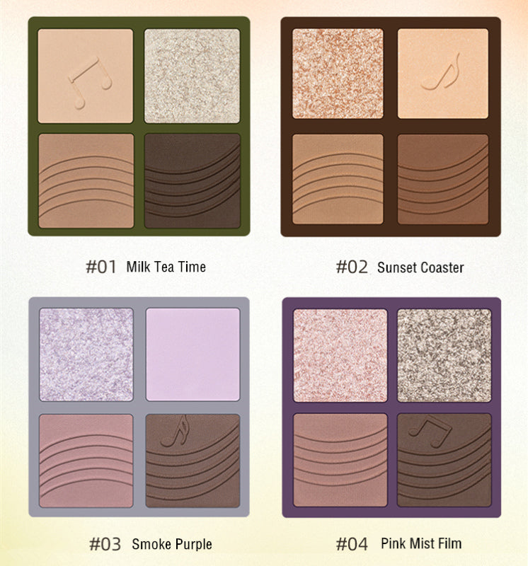 ROMANTIC BEAUTY Vinyl Record 4 Color Eyeshadow Palette T3882
