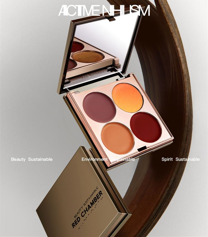 RED CHAMBER 4-Color Multi-Use Cream Palette For Lipstick & Blusher & Eyeshadow T3742