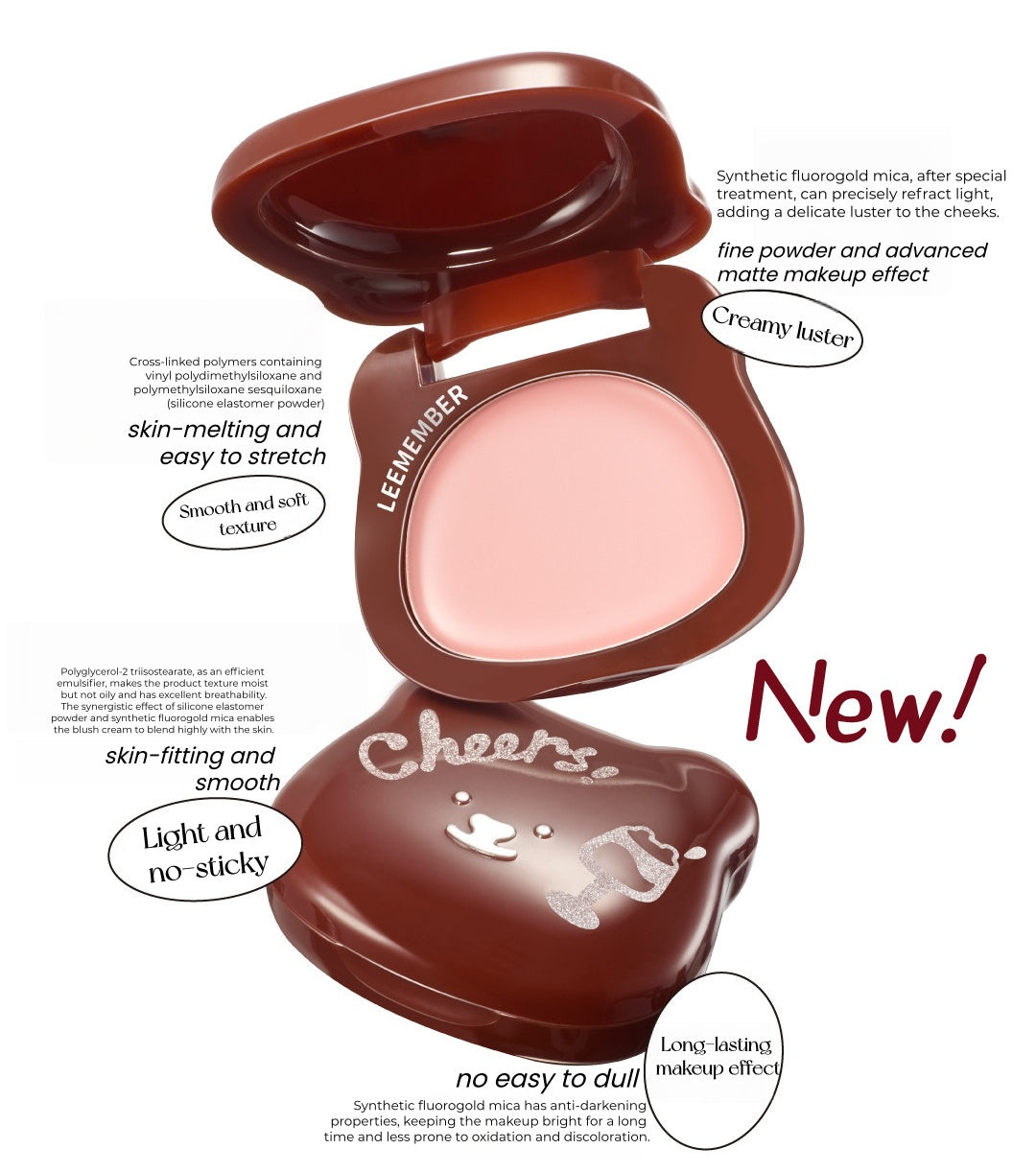 LEEMEMBER Red Wine Series Matte Blusher & Lipstick Multi-use Cream T5448