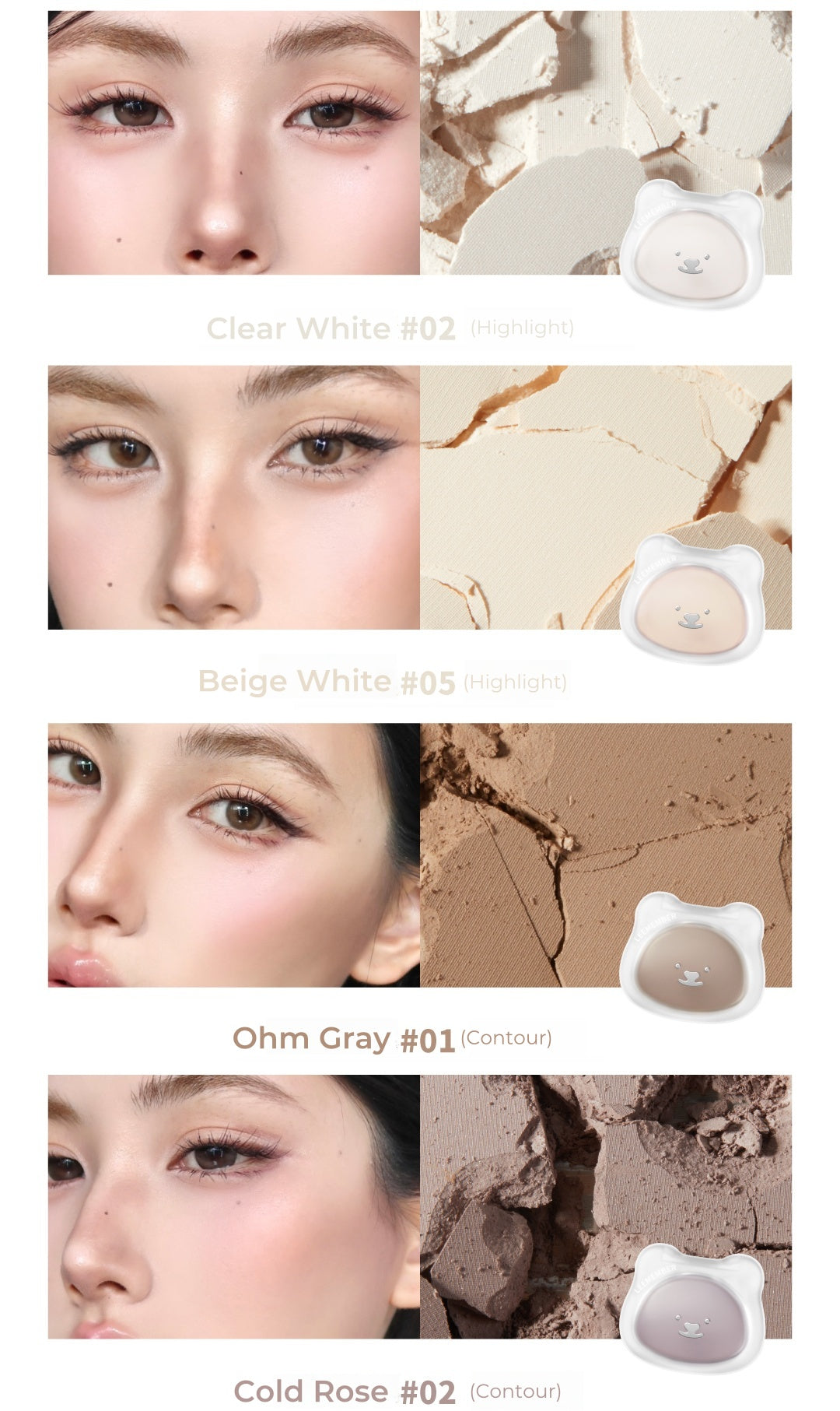 LEEMEMBER Little Bear Collection Matte Highlighter & Contour Powder T5131