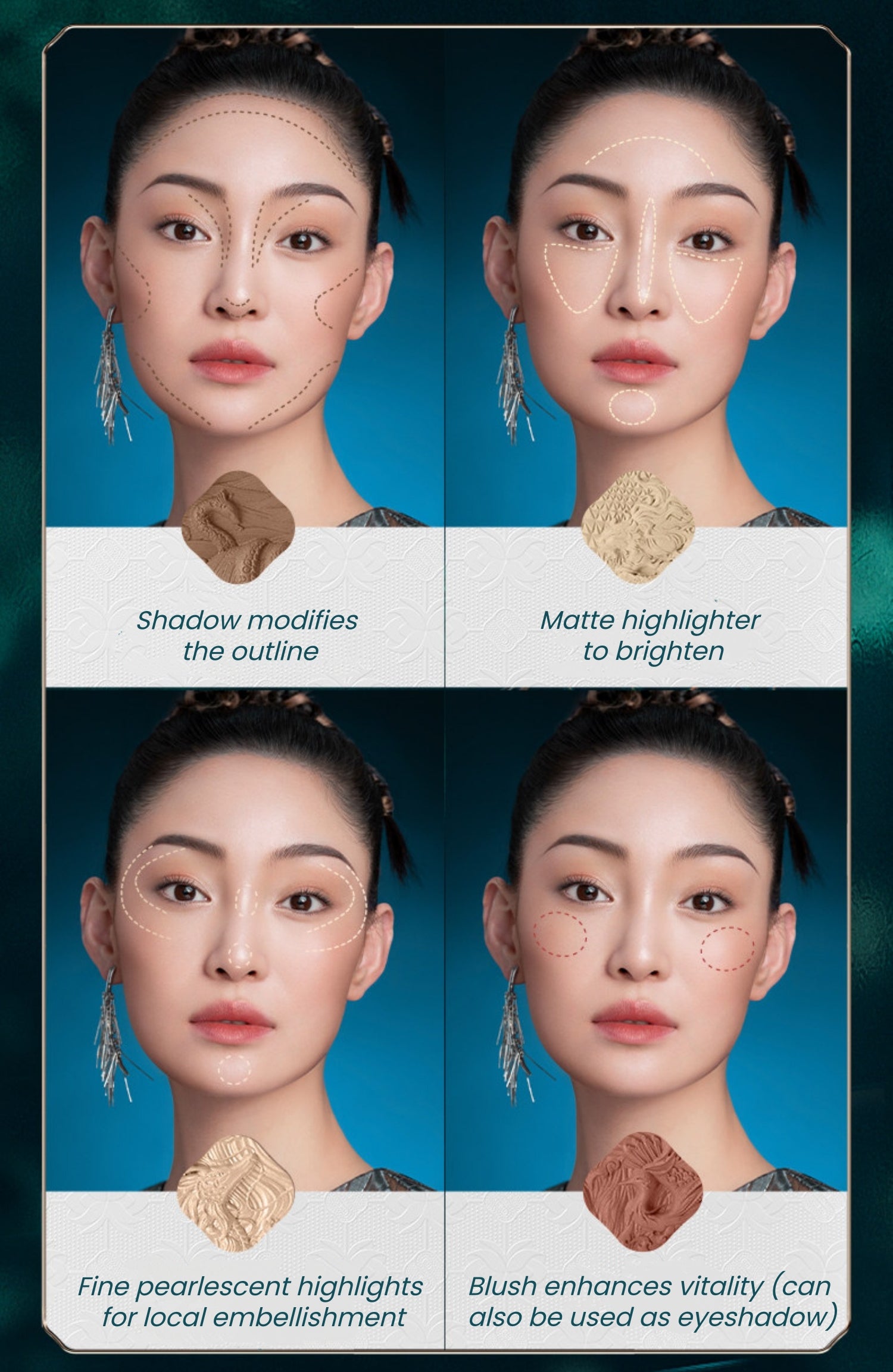 Florasis Flower Shadow Blusher & Highlighter & Contour Makeup Palette T5487