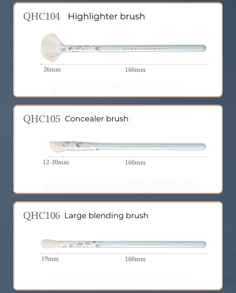 ROWNYEON Blue-and-white Porcelain Professional Makeup Brush 12 Pcs Set T4993