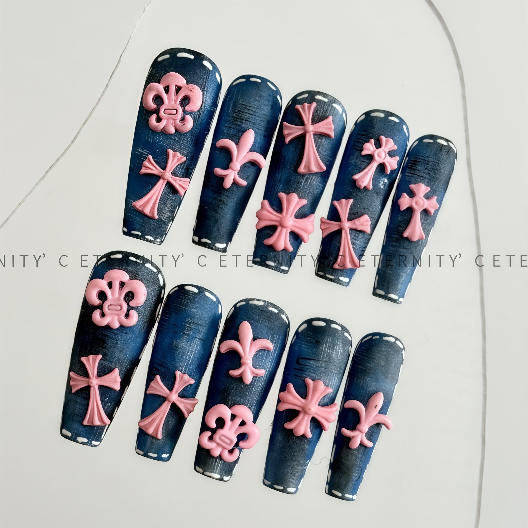 ETERNITY'C Handmade Custom Sweetheart Party Pressed On Wearable Nails T4986