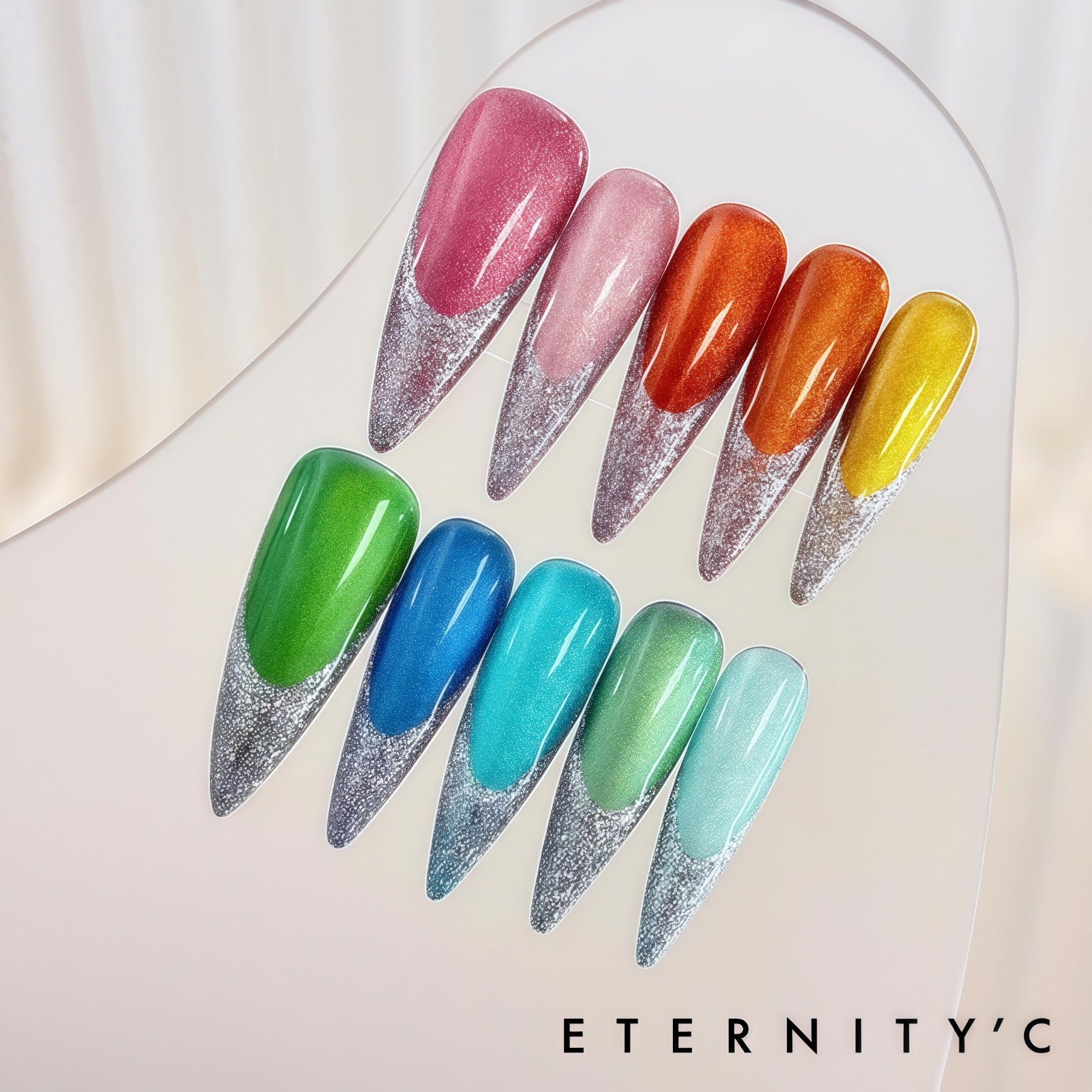 ETERNITY'C Handmade Custom Rainbow Starry Pressed On Wearable Nails T4996