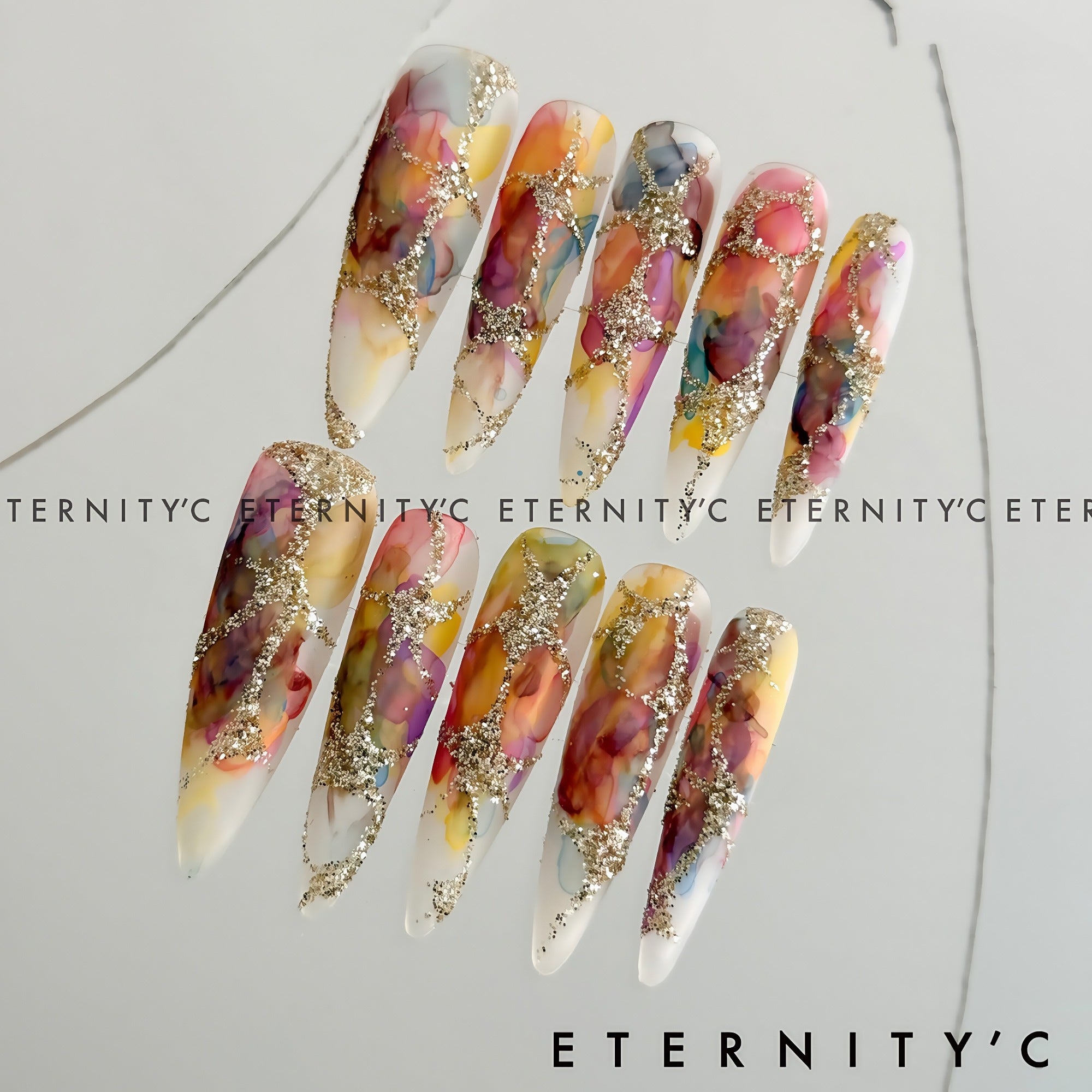 ETERNITY'C Handmade Custom Starlight Van Gogh Pressed On Wearable Nails T4991