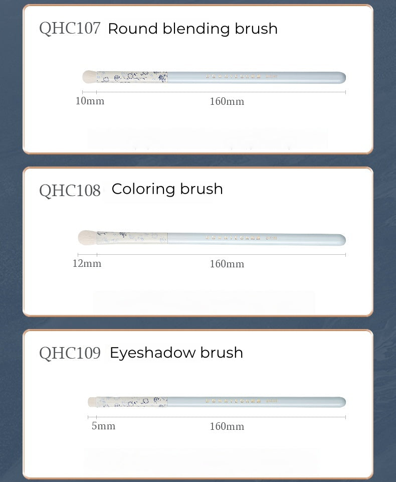 ROWNYEON Blue-and-white Porcelain Professional Makeup Brush 12 Pcs Set T4993