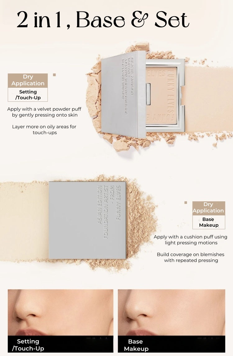 Funny Elves Long-wear Oil-control Concealer Pressed Powder T4825