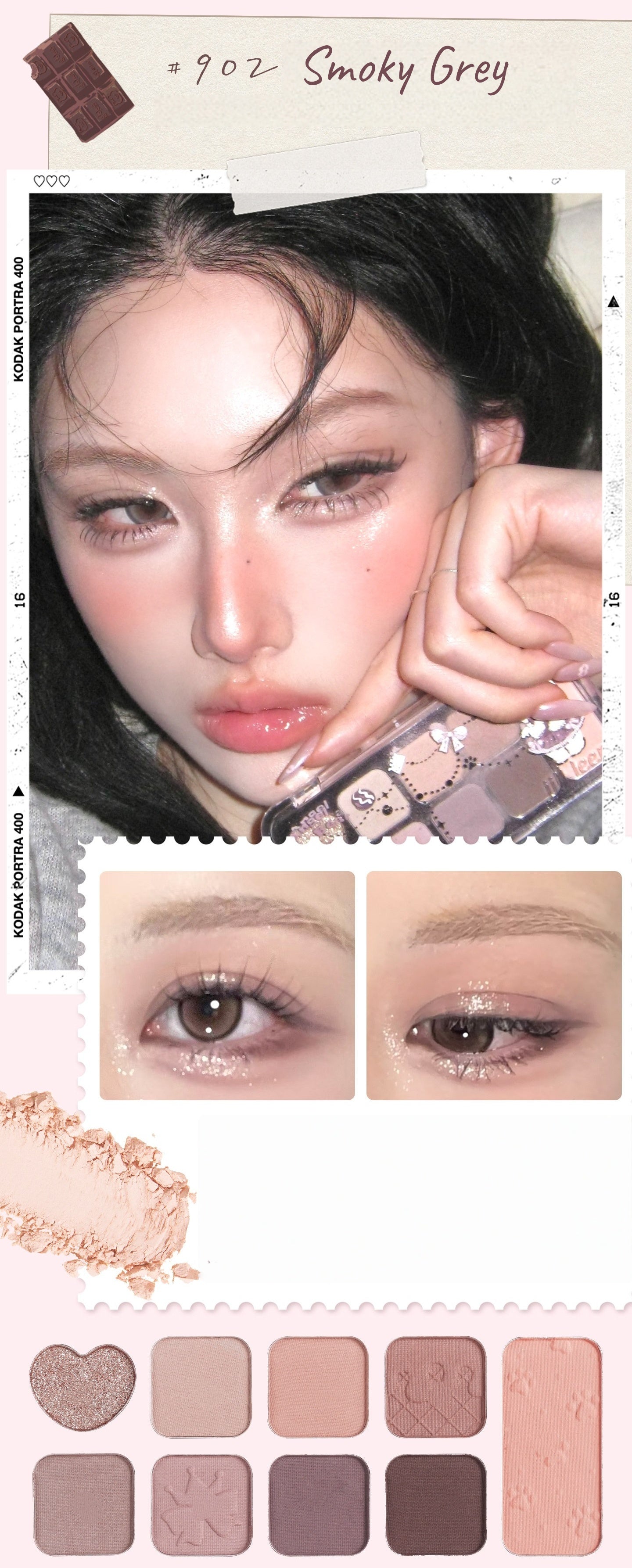 JILL LEEN Little Bear 9-color Eyeshadow Makeup Palette T5616