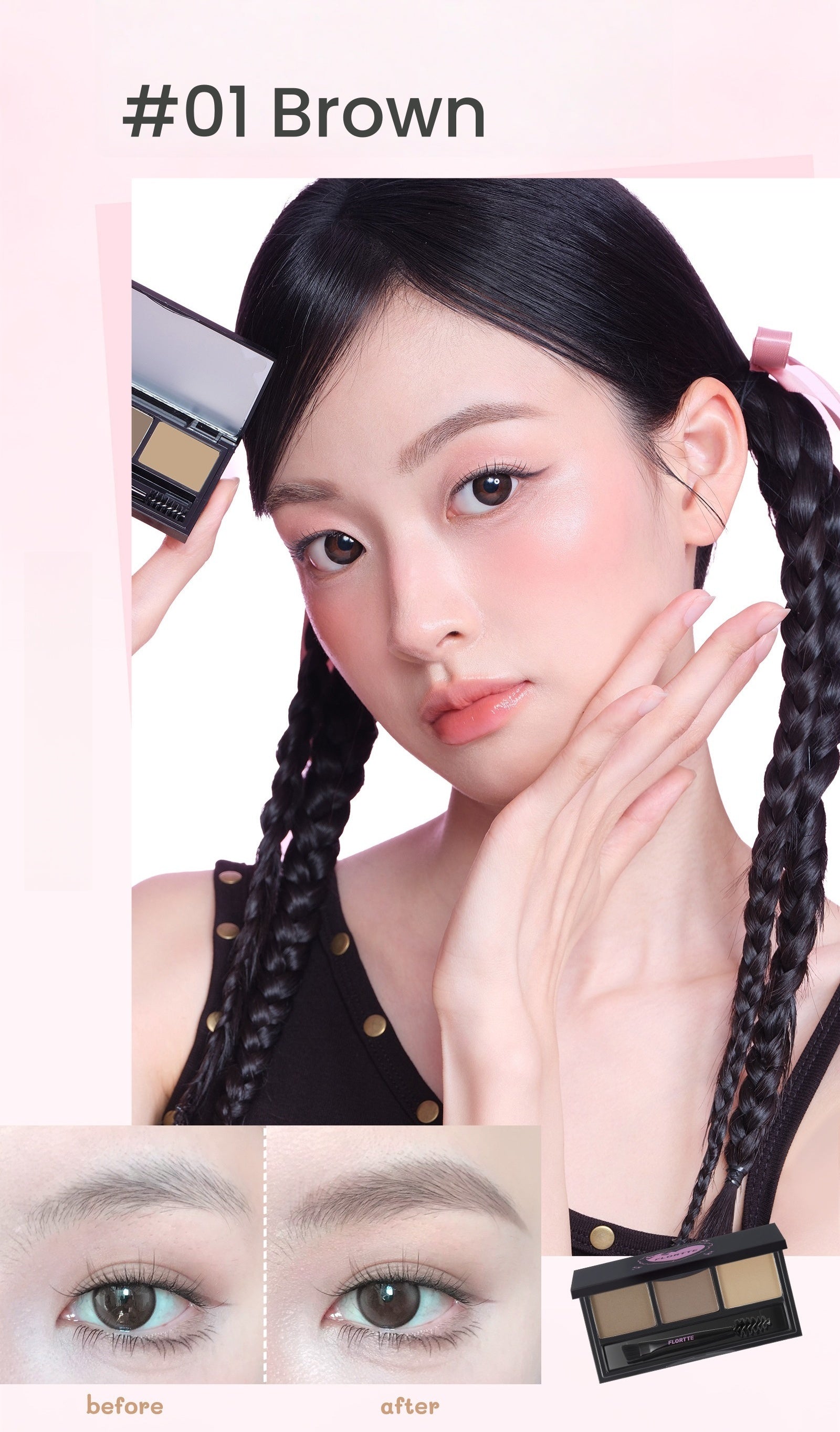 FLORTTE Long-wear Waterproof 3-color Eyebrow Powder T5876