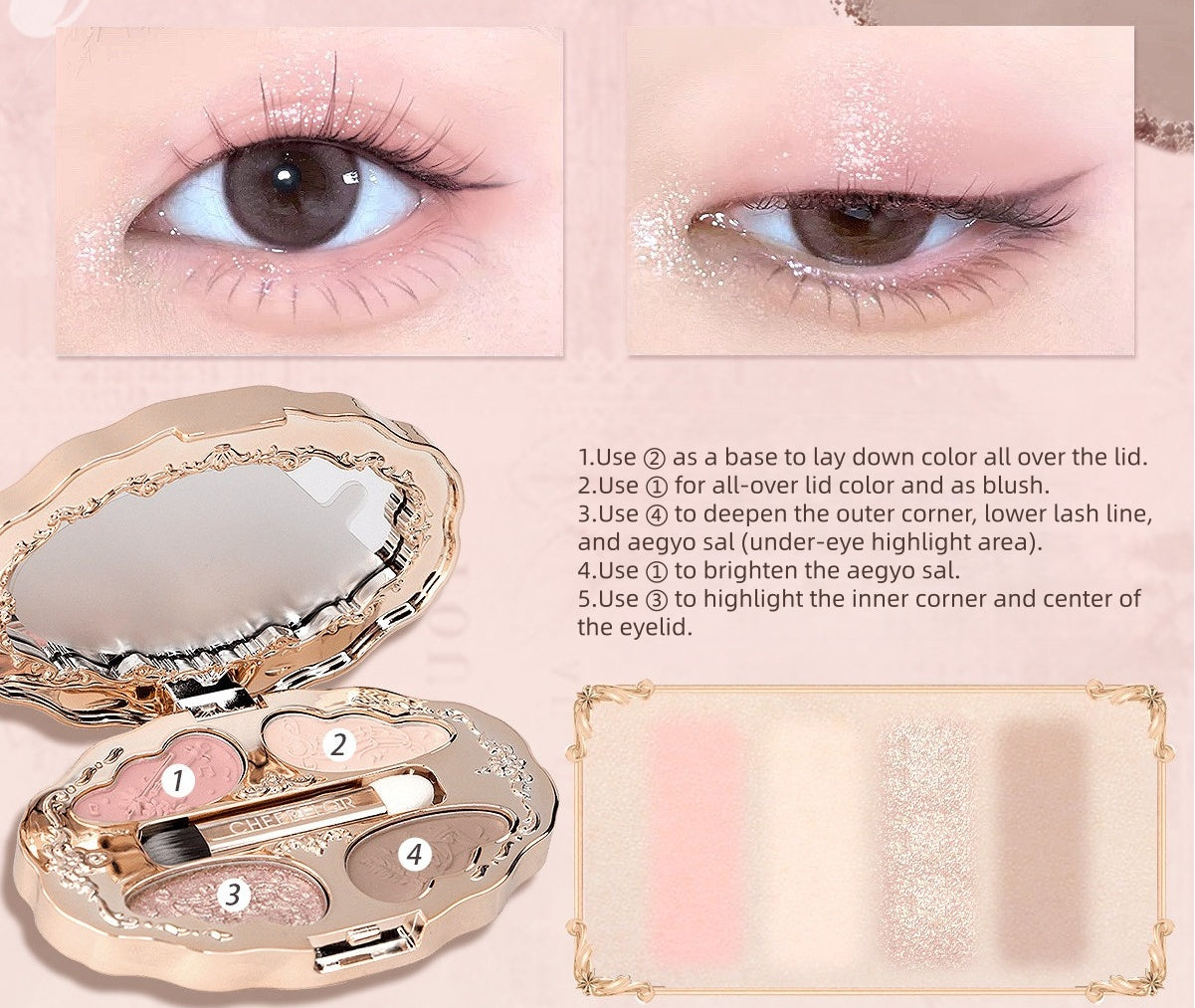 CHEERFLOR Dream Music Box Collection 4-color Eyeshaodw Palette T5710