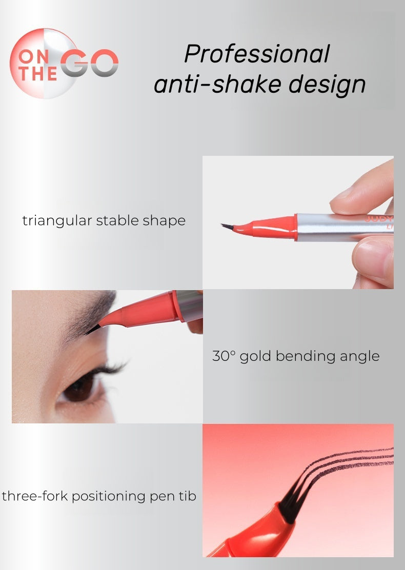 قلم حواجب JUDYDOLL طويل الأمد برأسين وثلاث شوك T4570