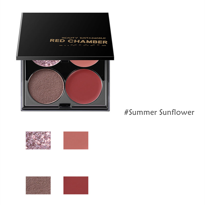RED CHAMBER 4-Color All-In-One Makeup Palette For Lipstick & Blusher & Eyeshadow T3861