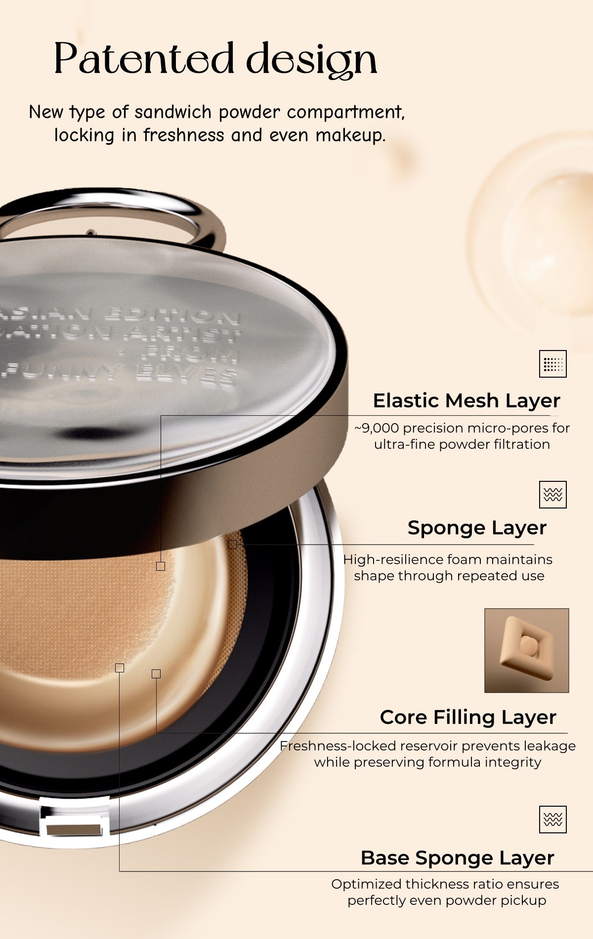 Funny Elves Long-wear Concealer Air Cushion Foundation T4830