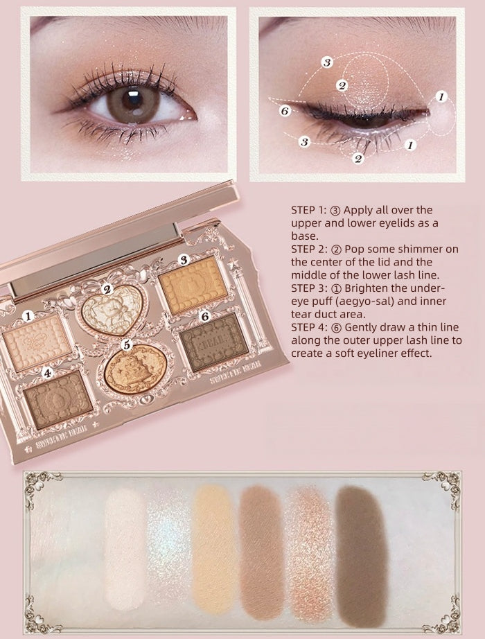 Flower Knows Sweetie Bear Collection 6-color Eyeshadow Palette