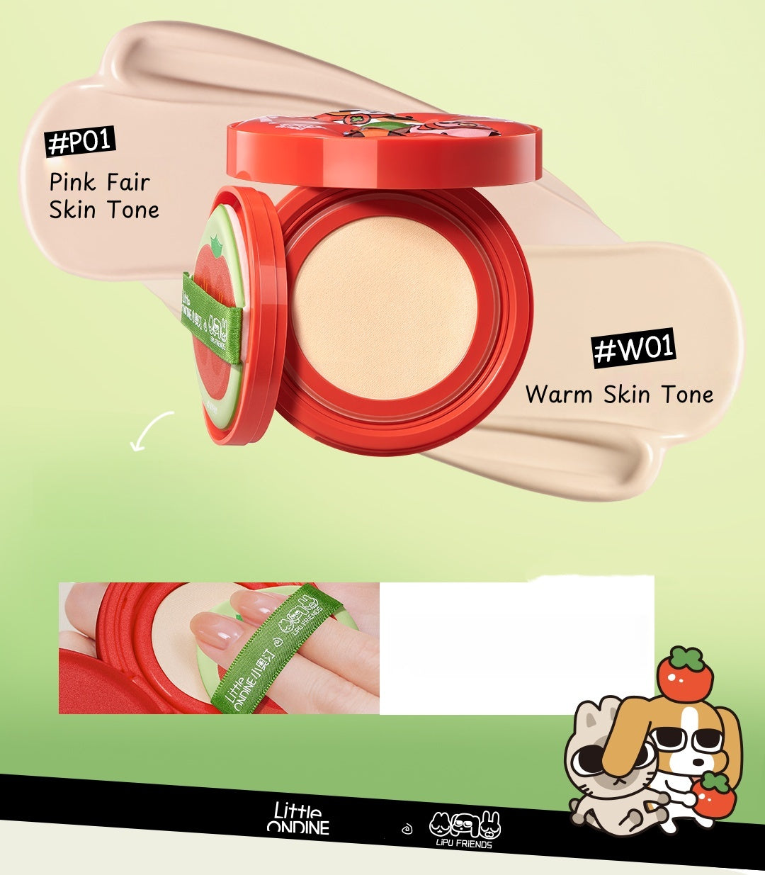 Little Ondine X Lipu Friends Makup Collection Lip Glaze & Foundation & Eyeliner & Makeup Palette T5010