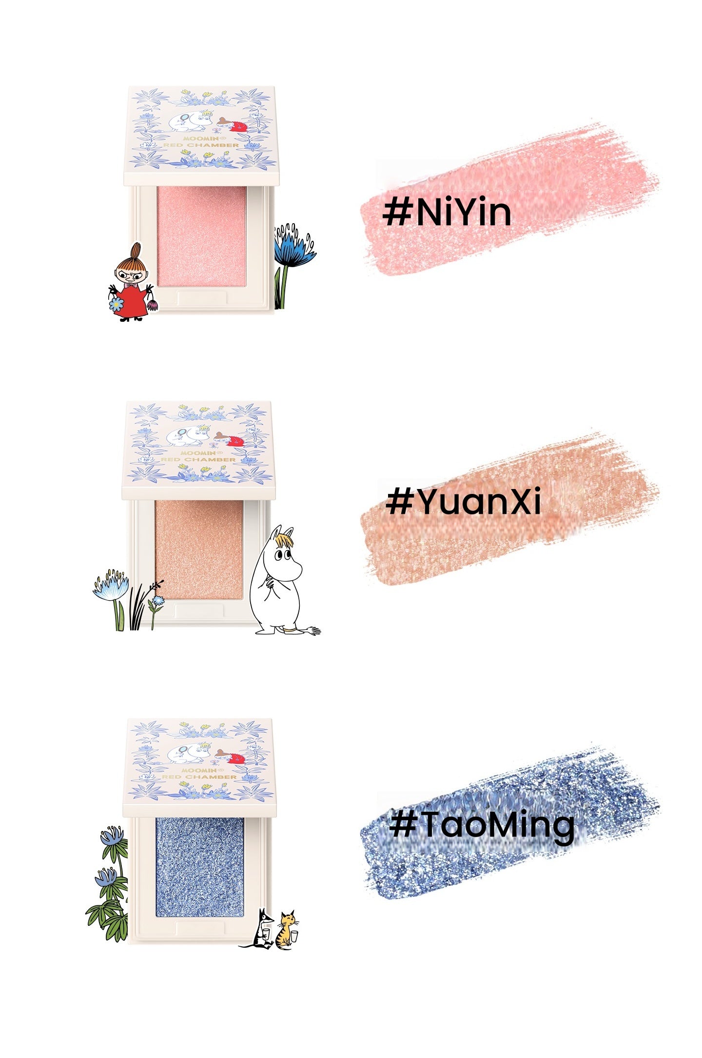 RED CHAMBER X Moomin Multi-use Makeup Cream & Highlighter & Lipstick T5757