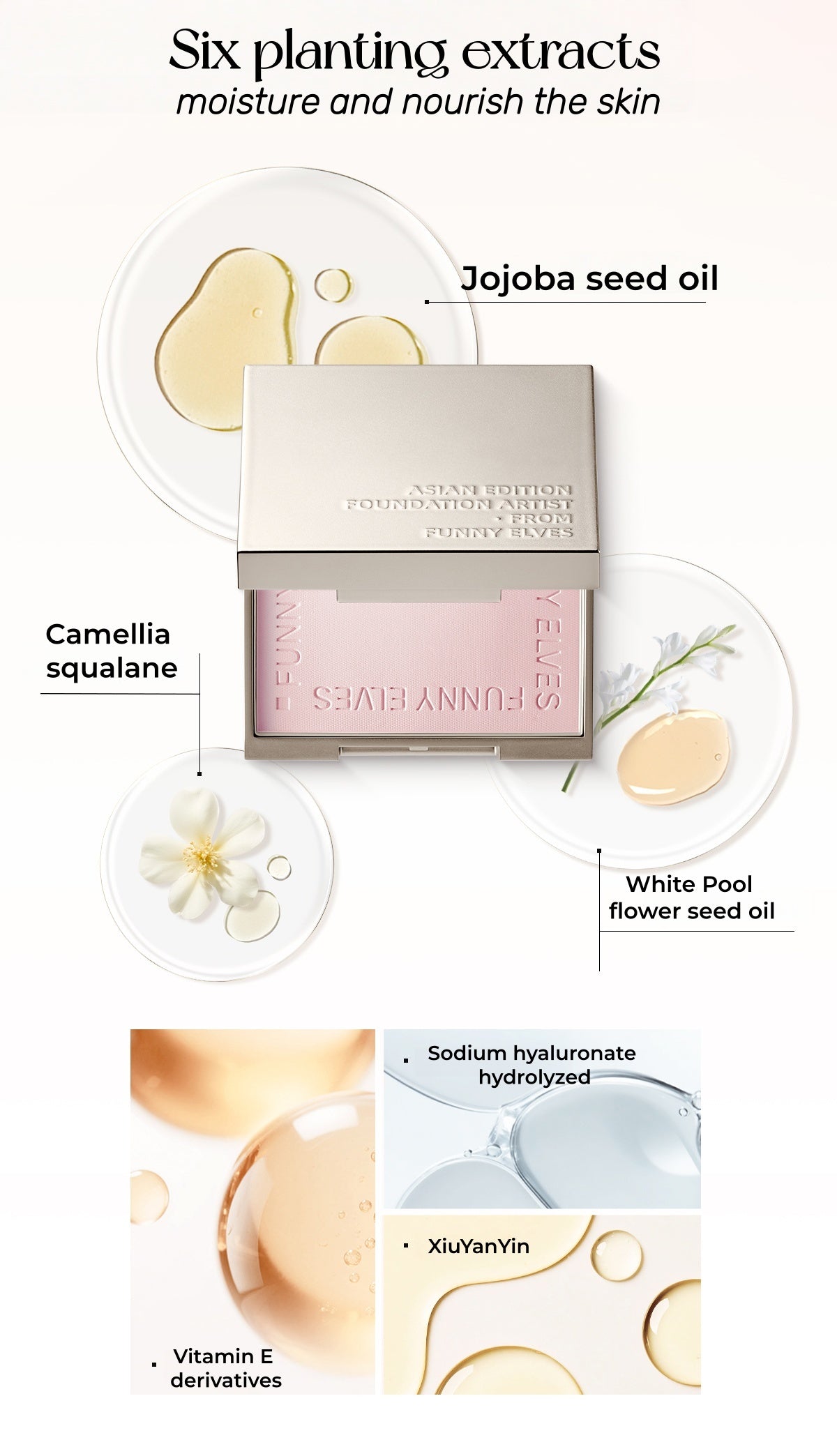 Funny Elves Oil-control Moist Brighten Matte Pressed Powder T5329