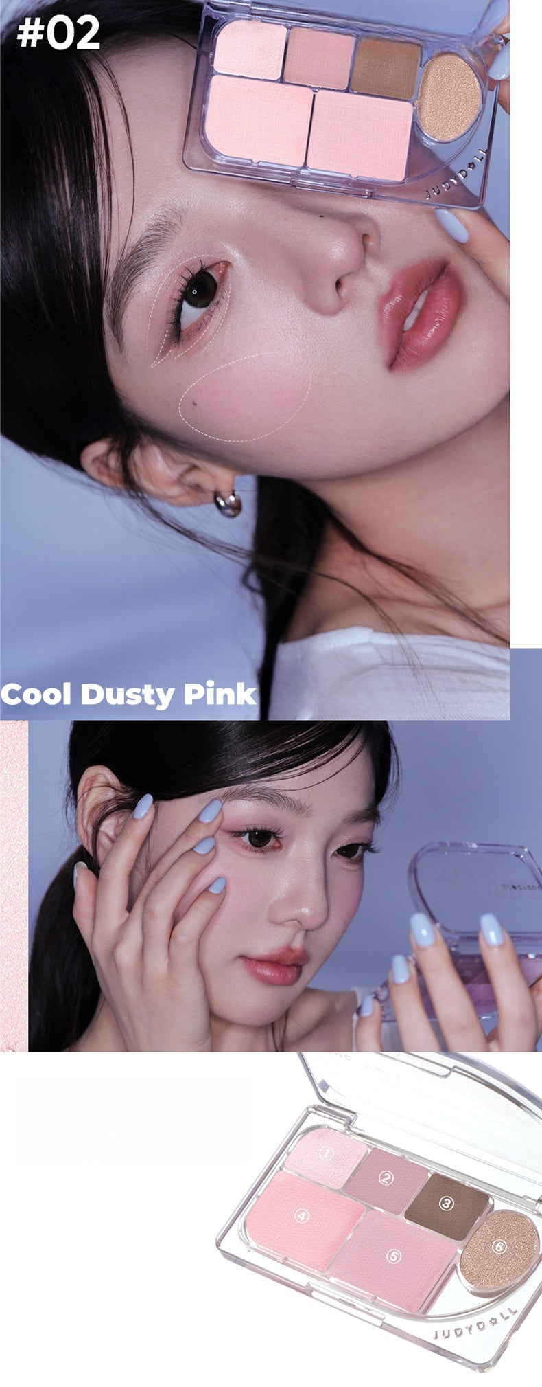 JUDYDOLL 6-color Matte & Pearlescent Eyeshadow Palette T4490