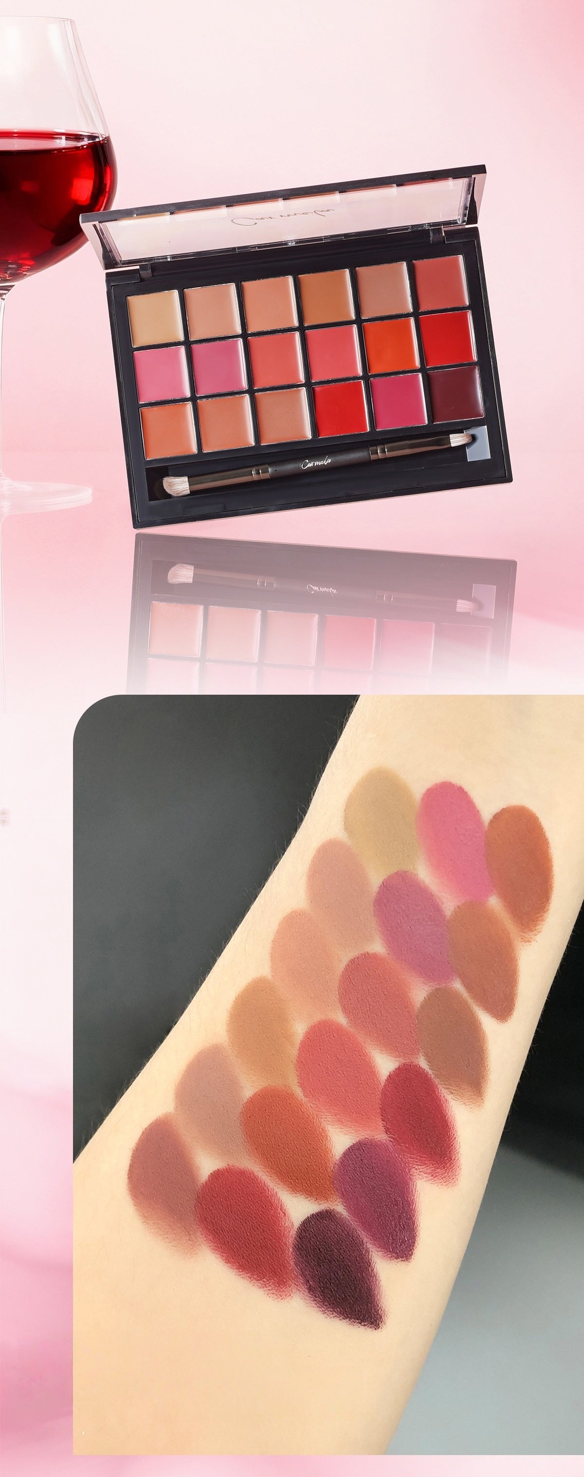 CARMELLA 18-color Velvet Matte Lip Glaze Multi-use Makeup Palette T5707