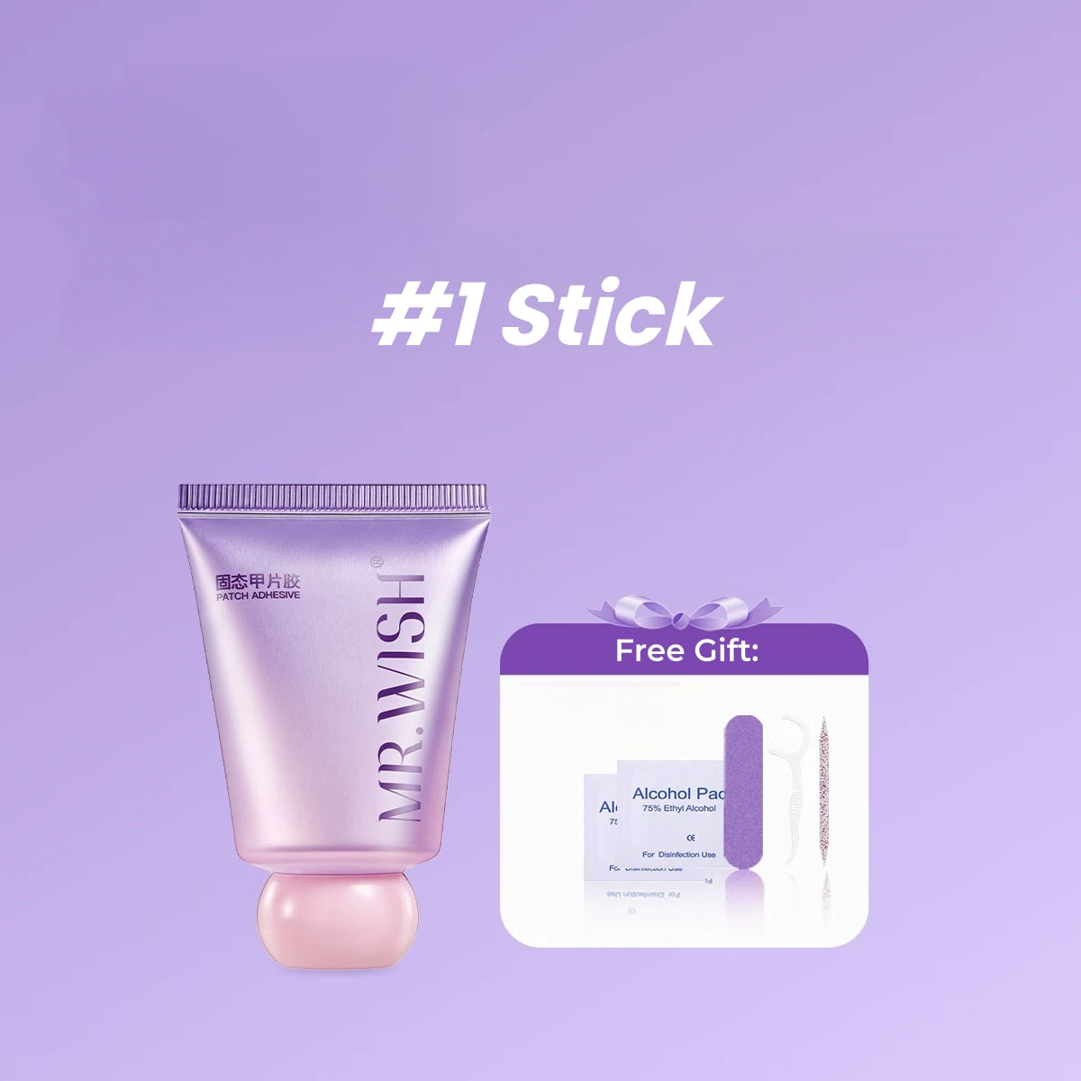 MR.WISH Chubby Purple Solid Nail Tips Glue T5770