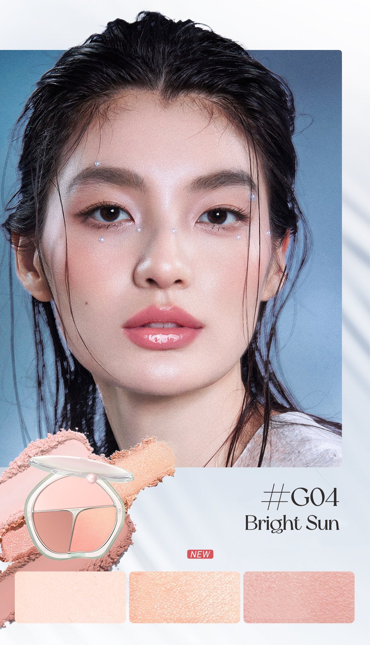 TIMAGE Matte & Satin 3-Color Gradient Blusher Palette T6050