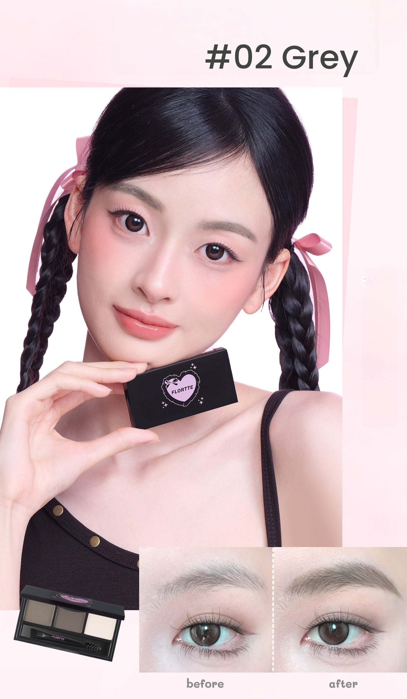 FLORTTE Long-wear Waterproof 3-color Eyebrow Powder T5876