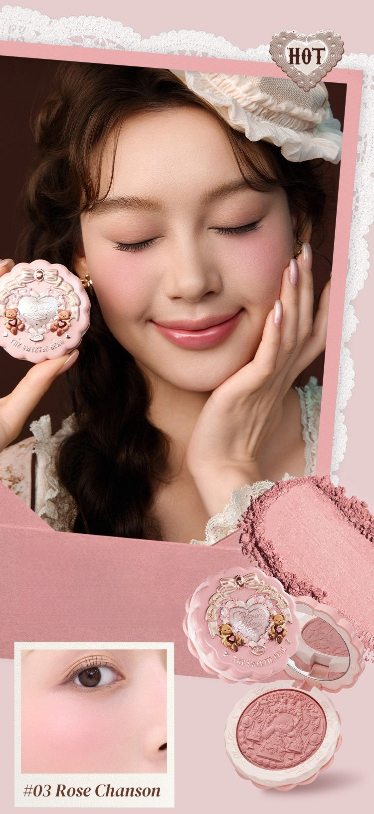 Flower Knows The Sweetie Bear Collection Silk Satin Blush T5917