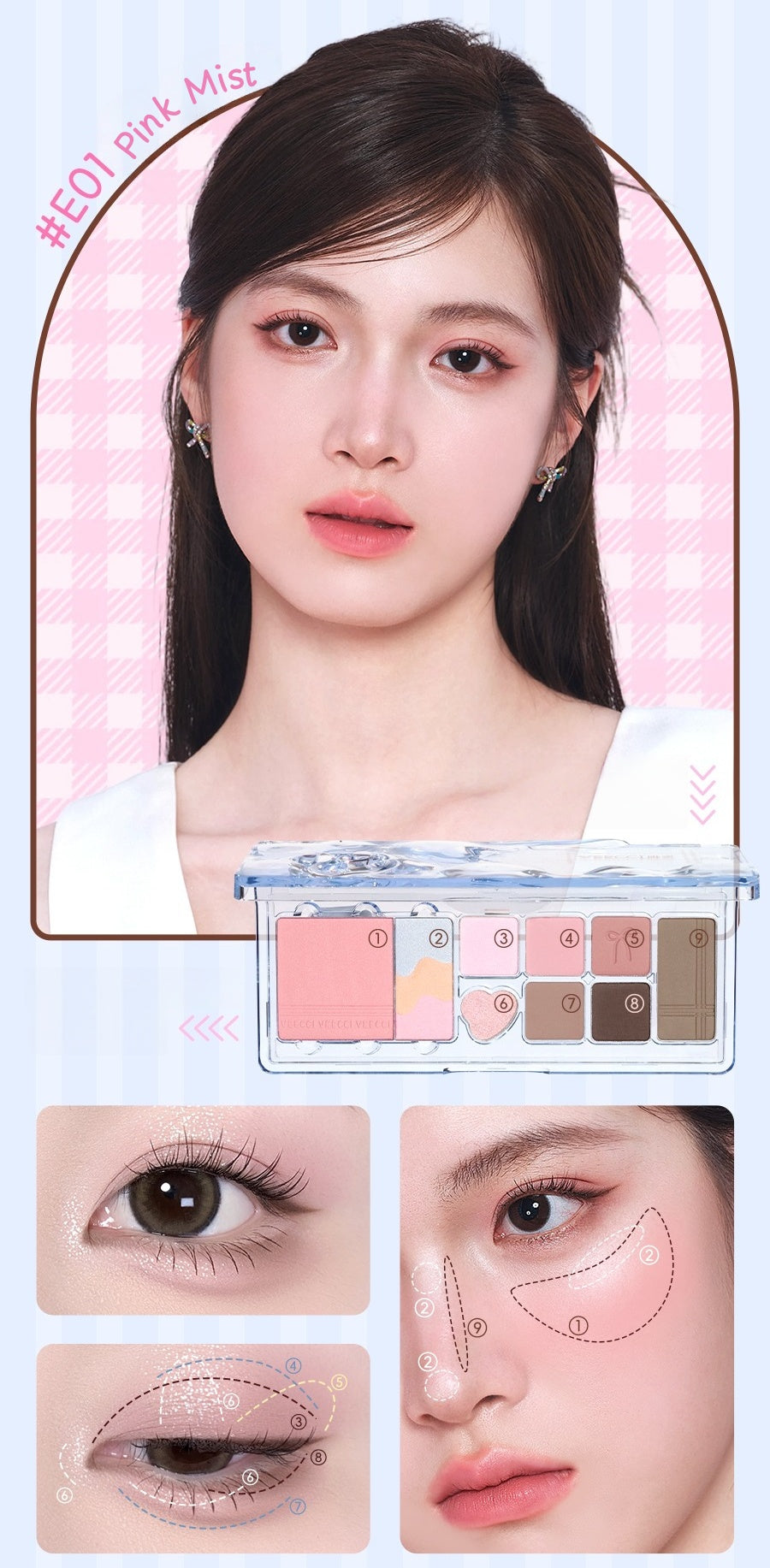 VEECCI Long-wear 9-color Multi-functional Eyeshadow Palette T5511