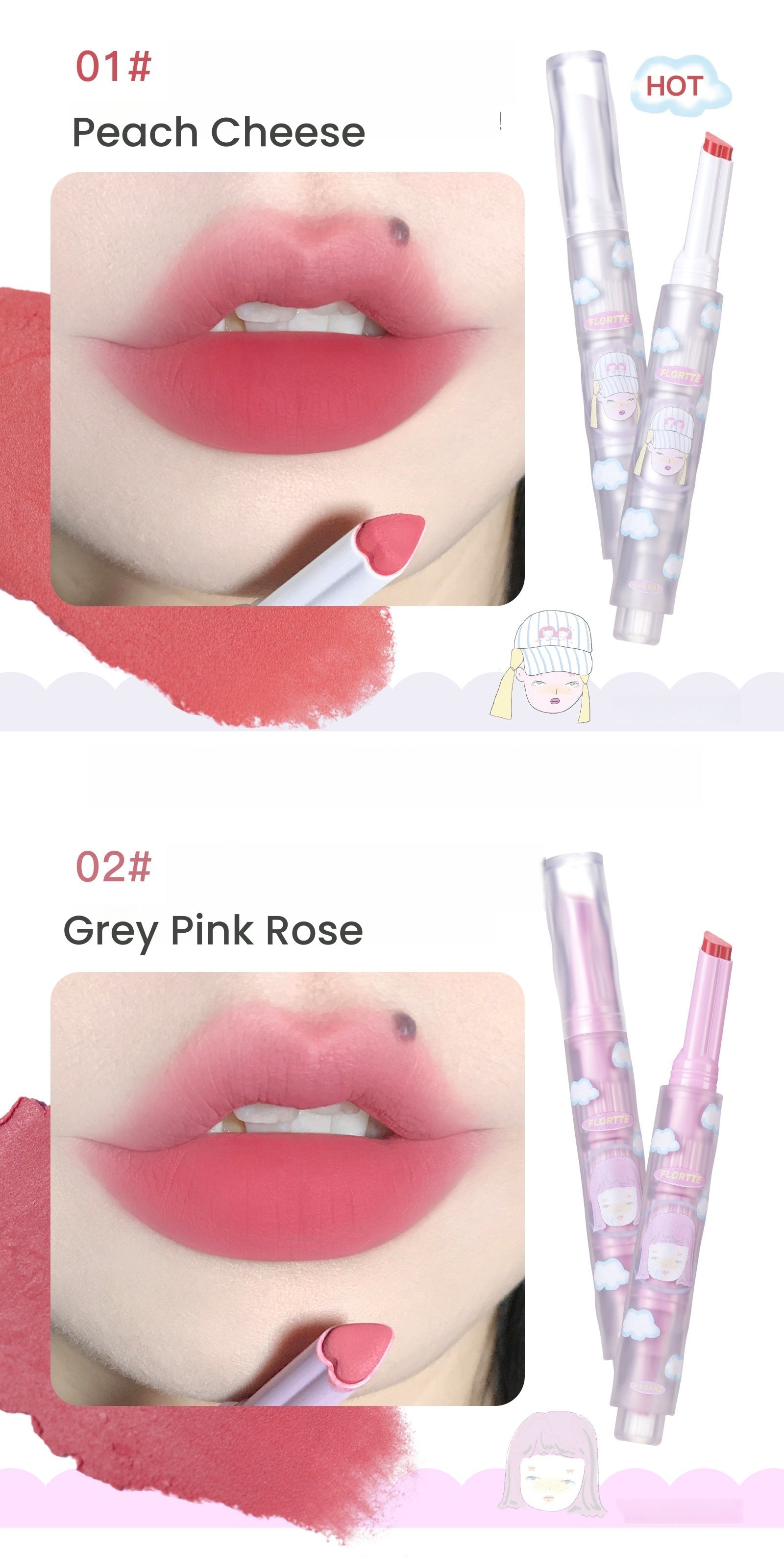 FLORTTE Velvet Matte Long-wear Wackky Lipstick T5877
